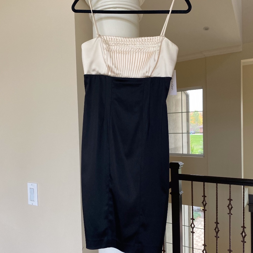 Calvin Klein black and beige silky dress
